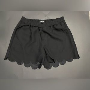 NWT Madewell Black Scallop Hem Pull On Elastic Waist Shorts Style F4228 Size XS